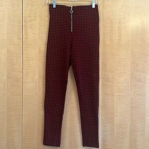 Zara red and black gingham print legging pant